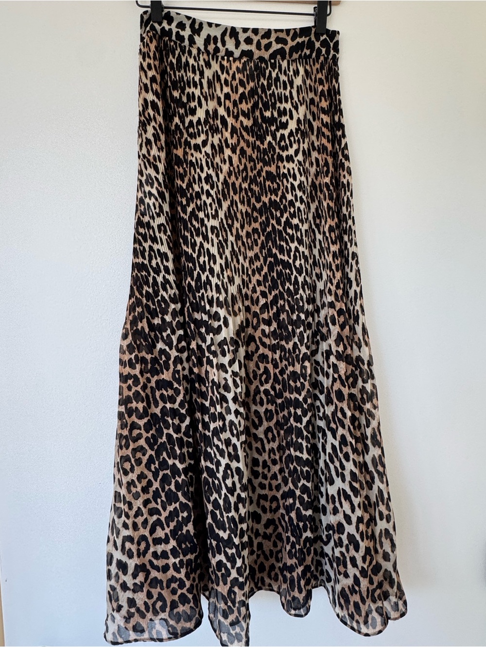 Ganni Georgette Leopard-Print Maxi Skirt in Brown and Black